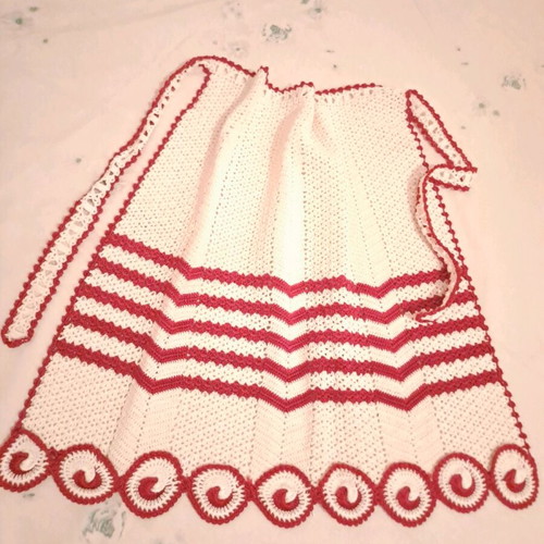 Crocheted embroidered apron new with beautiful design