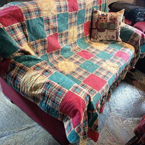 Checked quilted sofa throws set of 2 used