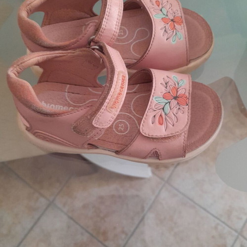 Biomecanics girls' summer sandals size 25 used, pink with patterns