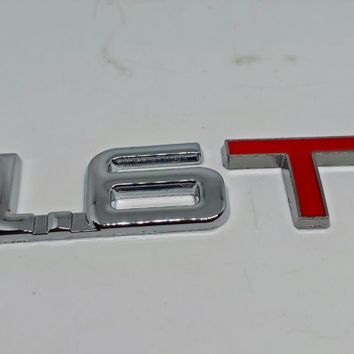 Metal Turbo 1.6T Car Emblem chrome with red, like new
