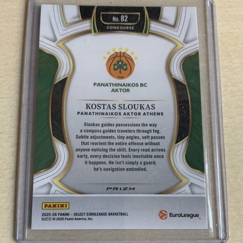 Kostas Sloukas #82 Zebra Prizm Panini Select EuroLeague 2025-26 card new