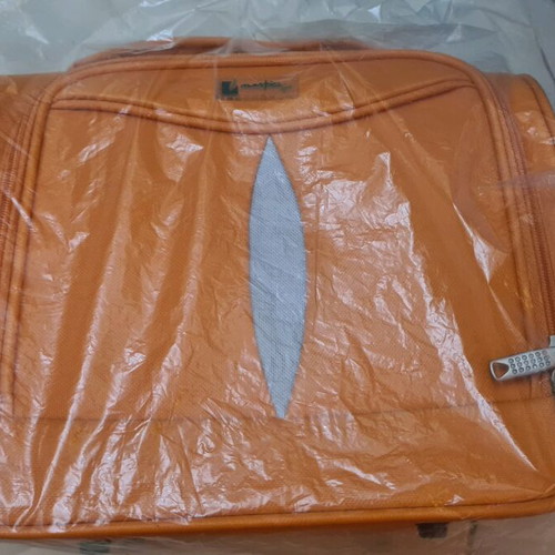 Travel toiletry bag orange new with mirror and strap