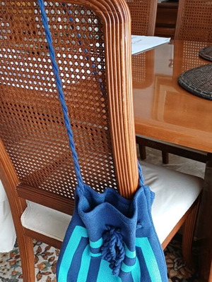 Aggel Knitwear crossbody bag new, blue and turquoise fabric