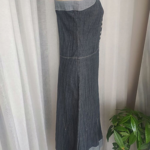 Victorian Edwardian dress Julie Guerlande new, gray denim size 38