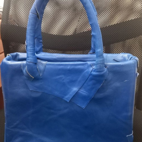 Handbag handmade with genuine blue leather, like new