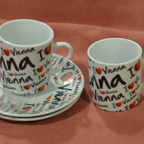 Collectible set of 2 espesso coffee cups from Vienna, new