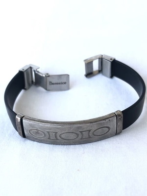 Berenice men's bracelet used, black rubber and stainless steel