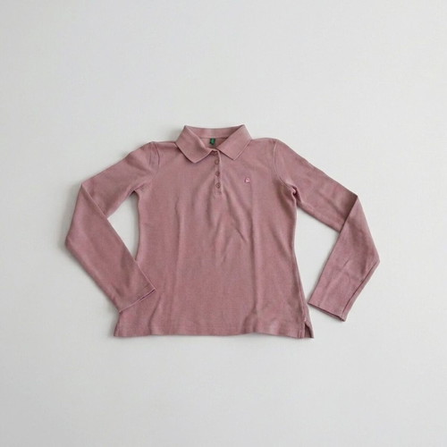 Benetton Long Sleeve Polo Shirt like new, pink, size Small
