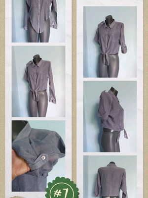 Памучна риза използвана, XL/2XL, с връзки отпред, седефени копчета