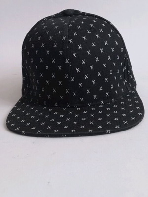Hat new black with white patterns one size