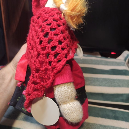 Fabric doll used, possibly Little Red Riding Hood, 40cm
