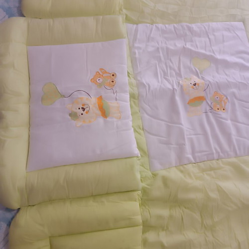 Baby Crib Bedding Set with Embroidered Teddy Bears