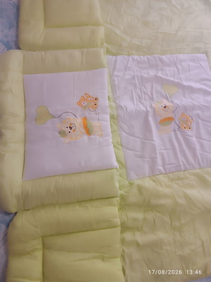 Baby Crib Bedding Set with Embroidered Teddy Bears