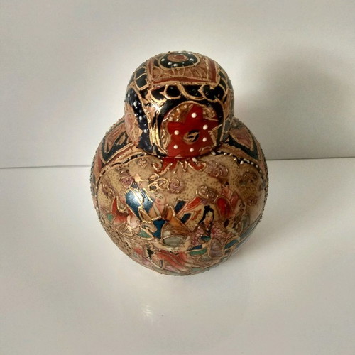 Satsuma vases used, set of 2, height 13 cm