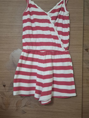 Lynne terry striped romper white and red like new