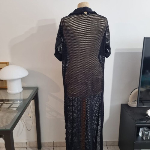 Cotton fishnet kaftan "Petra" black, Ancient Kallos