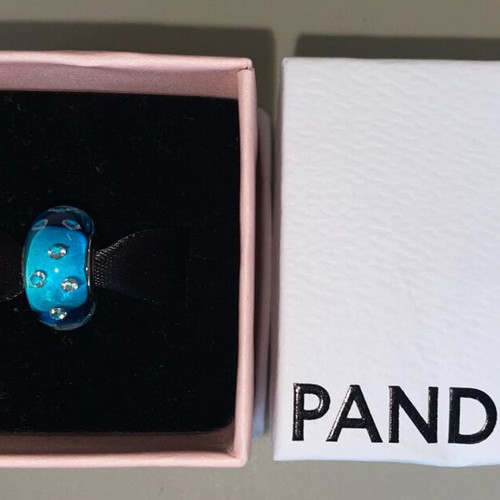 Pandora Murano Charm turquoise glass with zirconia, like new