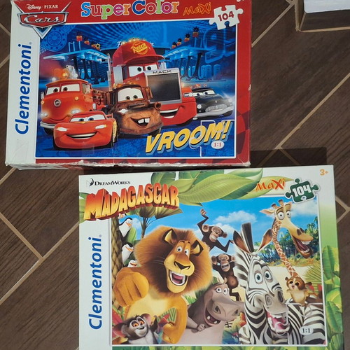 Clementoni Supercolor children's puzzles used, Madagascar and Cars, maxi pieces