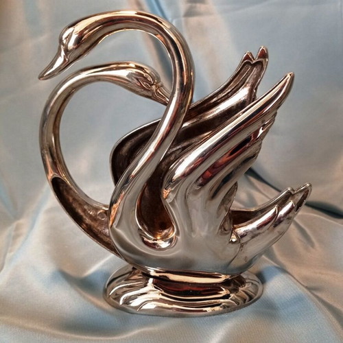 Silverplated Swan Napkin Holder used with box, vintage design