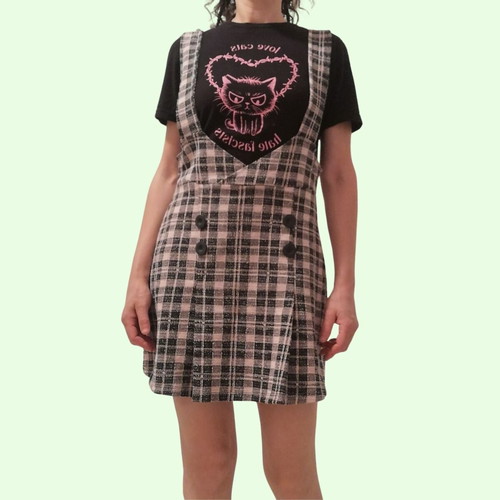 ASOS Black and White Checked Mini Dress New, Size M-L