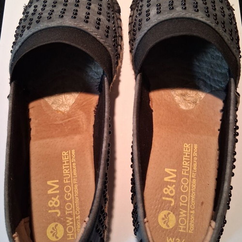 Espadrilles Joy & Mario new, black leather and grey fabric, size 36