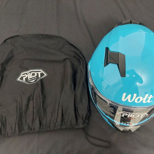 Pilot Road II motorcycle helmet medium blue flip-up with sunvisor Wolt new