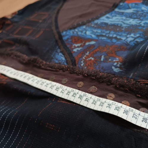 Marc Aurel Y2K Mesh Patchwork Top like new, L/XL, brown multicolor