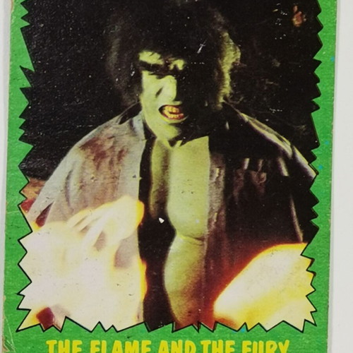 Hulk 1979 Marvel collectible card used, The Flame and the Fury No. 35