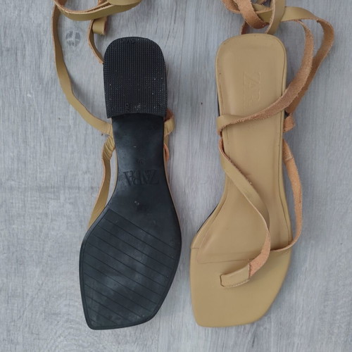 Zara leather sandals new, size 36-37, beige
