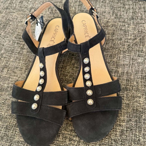 Caprice leather women's sandals size 40, black
