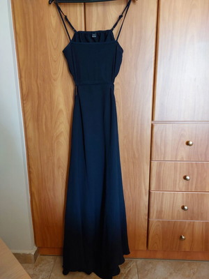 Dress small, new, dark blue, backless