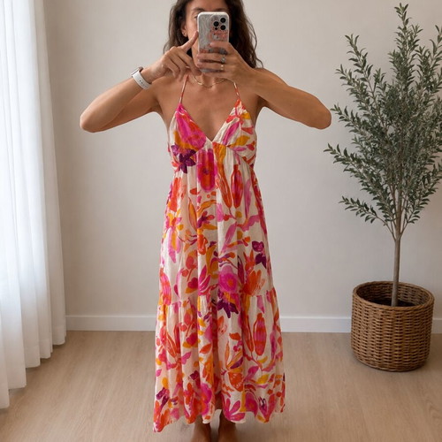 Backless printed dress Zara like new, multicolor