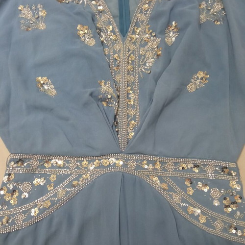 Formal dress with sequins used, chiffon, blue for baptism or wedding