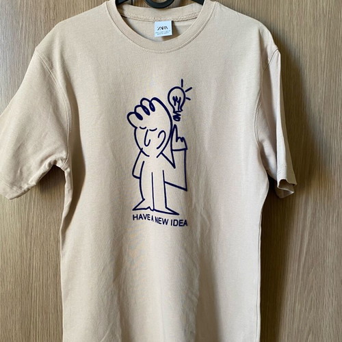 Zara men's T-shirt like new, 100% cotton, beige, small