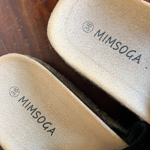 Mimosca platform sandals size 38 like new, black and beige