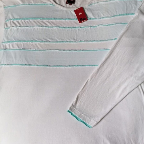 Duke men's long sleeve 5XL cotton shirt new, white turquoise