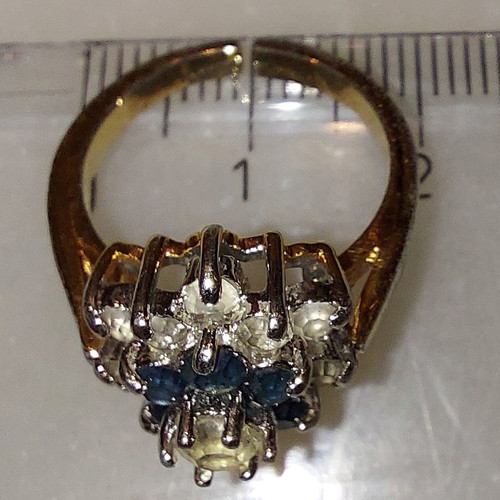 Women's fo bijoux ring used with blue and gold details, vintage design