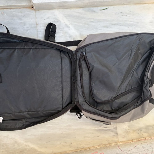 Travel backpack with compartments like new, gray