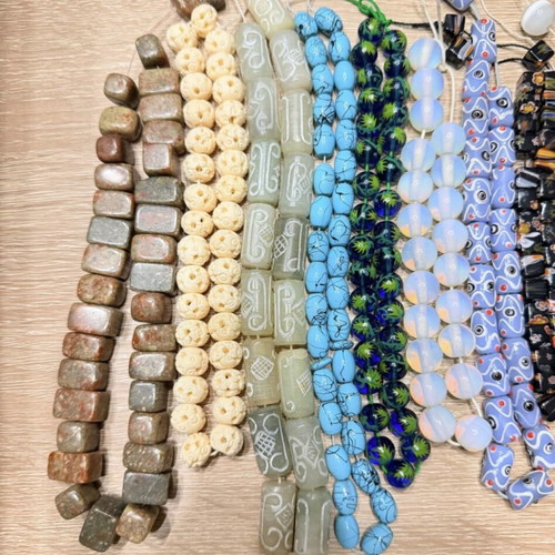 Glass beads semi-precious and bone like new for komboloi or necklace