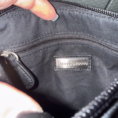 Roccobarocco small black barrel bag like new with leather details