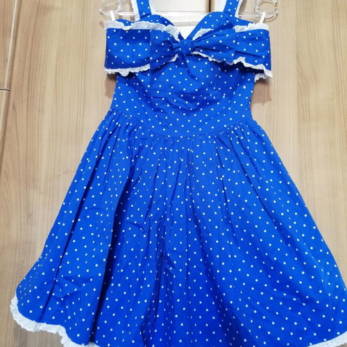 Hell Bunny Blue Royal Polka Dot Mini Dress like new, size Small