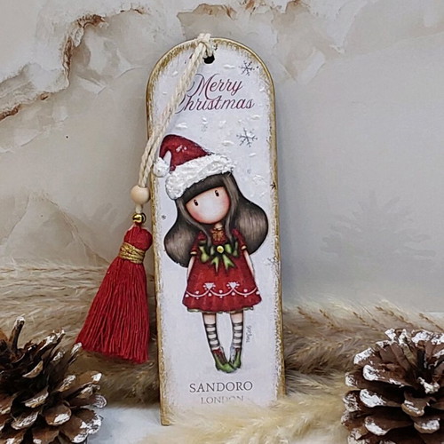 Handmade wooden Christmas bookmark new