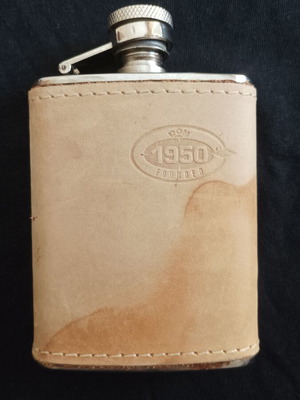 Flask DON 1950 3 oz / 90 ml stainless steel with leather used