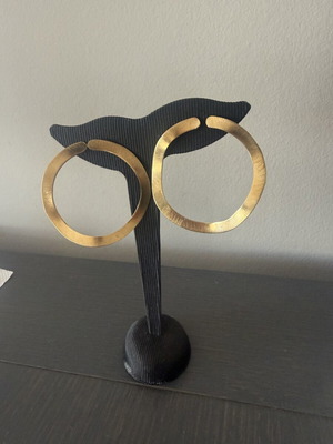 Silver 925 earrings in matte gold tone, like new, modern design