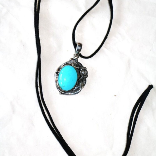 Turquoise Silver 925 Sterling Navajo Indian Pendant Necklace new