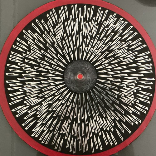 Red Eye signed geometric art on canvas by Andrew Macleod