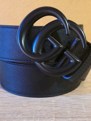 Gucci original women's leather belt, black logo, size 90cm