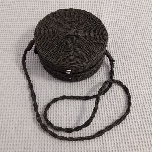 Pull & Bear round black straw bag