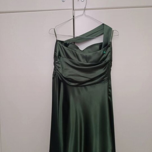 Emerald satin evening dress like new, size S