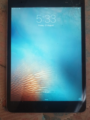iPad Mini with SIM, cracked screen, partial touch functionality